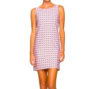 Helen Jon Orange  White and blue circle Patterned Mini Dress